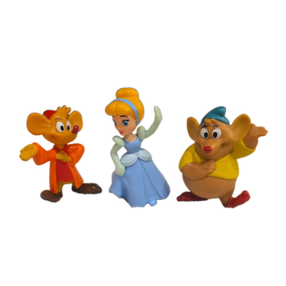 Set of 3 Disney Cinderella Jack Gus Figurines Cake Toppers 3 Inches Tall